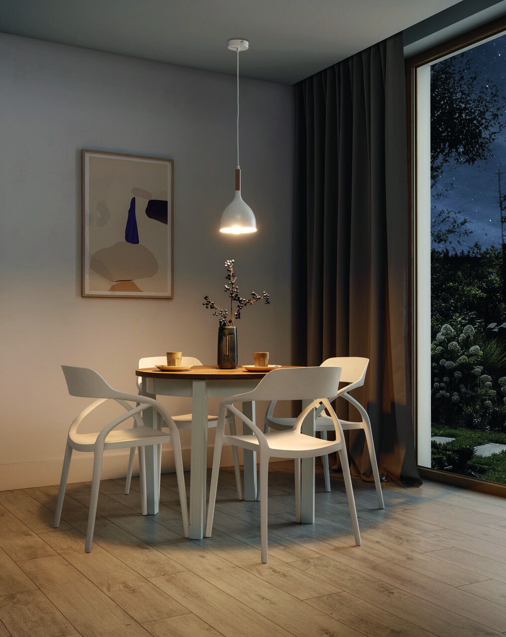 Lustra ELTAP, Woldes, 17x110 cm, 1xE27, 15W, otel, alb/natur - imagine 6